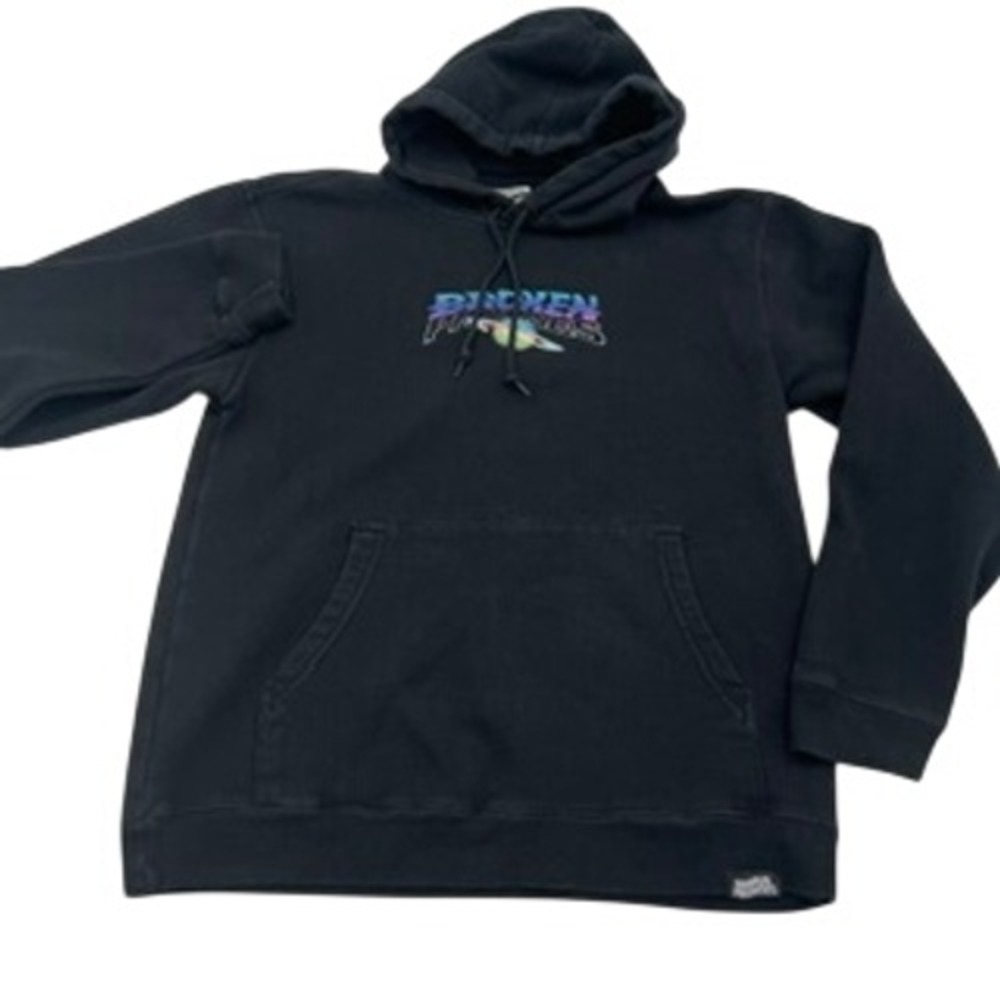 Broken Promises Mens Black Saturn Graphic Hoodie Sweatshirt Medium MYBE 002B0